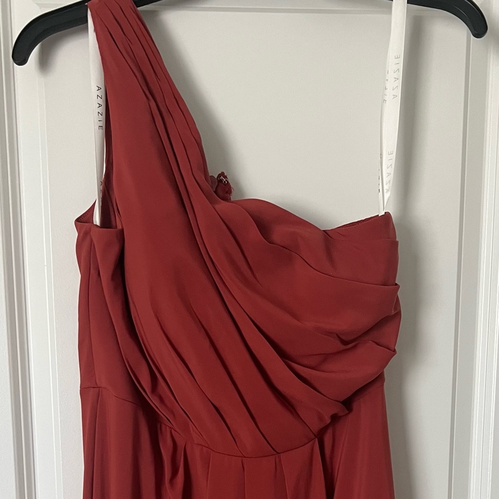 Terracotta A8 chiffon bridesmaid dress